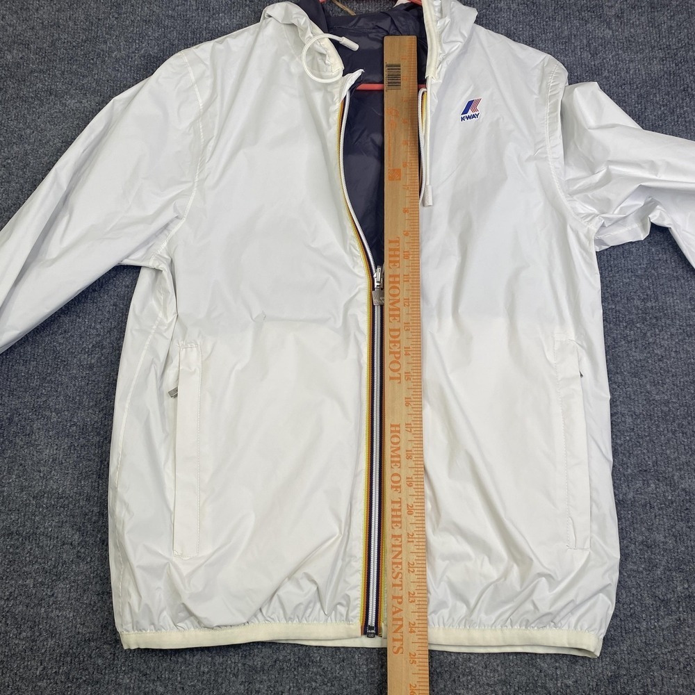 K-Way Jacques Plus Double Jacket Mens Medium White Hooded Windbreaker Coat - Picture 9 of 15